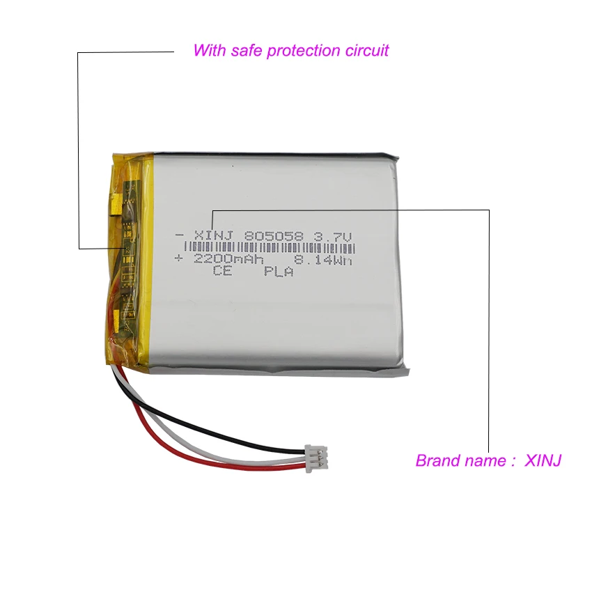 XINJ 3.7V 2200mAh 8.14Wh termistor akumulator Li bateria Lipo 805058 JST 3Pin 1.25mm zamiennik dla symulatora golfa Skytrak