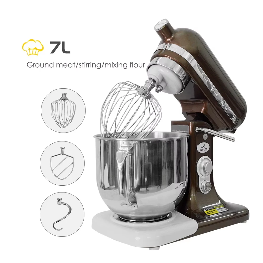 Home Kitchen 7 Liter Stainless Steel Mixing Bowl Dough Mixer Baking Supplier Commercial Food Mixer