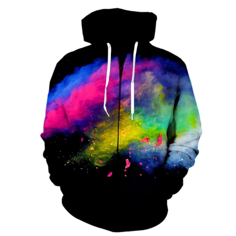 

New 3D Printing Speckled tie dye pattern Zipper Hoodies Men Sweatshirts Women Unisex Tops Harajuku Hip Hop Kids Pullovers Hooded