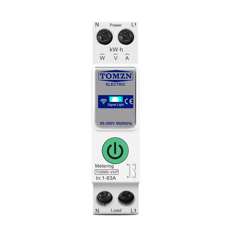 TOMZN TOB9S-VAP TUYA Smartlife 63A 1P+N WIFI Smart Switch Energy Meter Kwh Metering Monitoring Circuit Breaker Timer Relay MCB