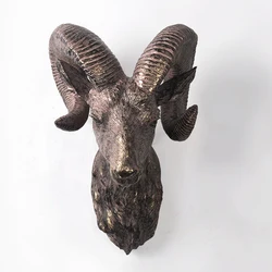 ANIMAL HEAD WALL DECORATION HOME LIVING ROOM EUROPEAN SCULPTURES HANGING DECORATIVE RHINO DEER HEAD RESIN WALL DECOR STATUE