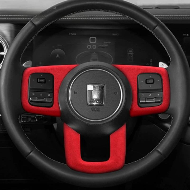 Italy Suede Steering Wheel Panel Cover Trim For Great Wall Tank 300 2021 2022 2023 Frame Strip Car Interior Sticker Accessories