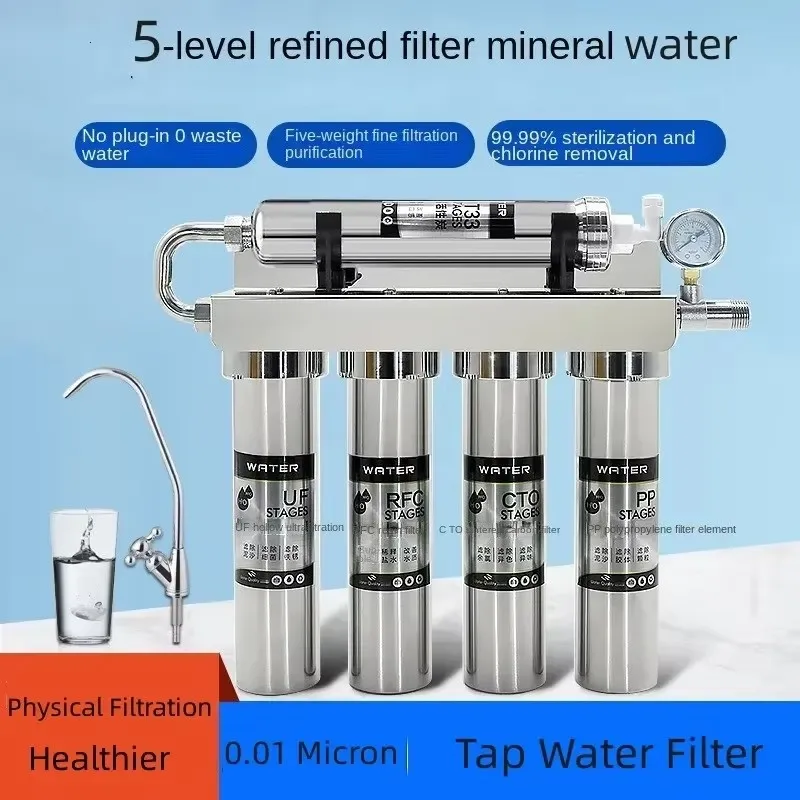 Purificateur d'eau potable directe de cuisine domestique en acier inoxydable, filtre de robinet d'eau du robinet, filtre d'ultrafiltration de niveau 5