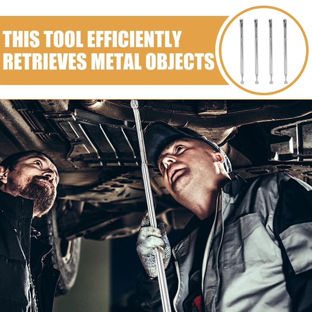 

4pcs Magnetic Grabber Telescoping Pickup Tool Extendable Pen Mini Silver Magnet Stick for Screws Nuts Bolts Mechanic Pocket Clip