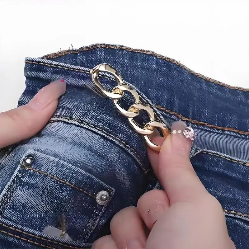 3pcs Versatile Waist Cinching Buckle For Jeans, Fashionable Alloy Adjustable Detachable No-Sew Button Belt, Shrink Waistband
