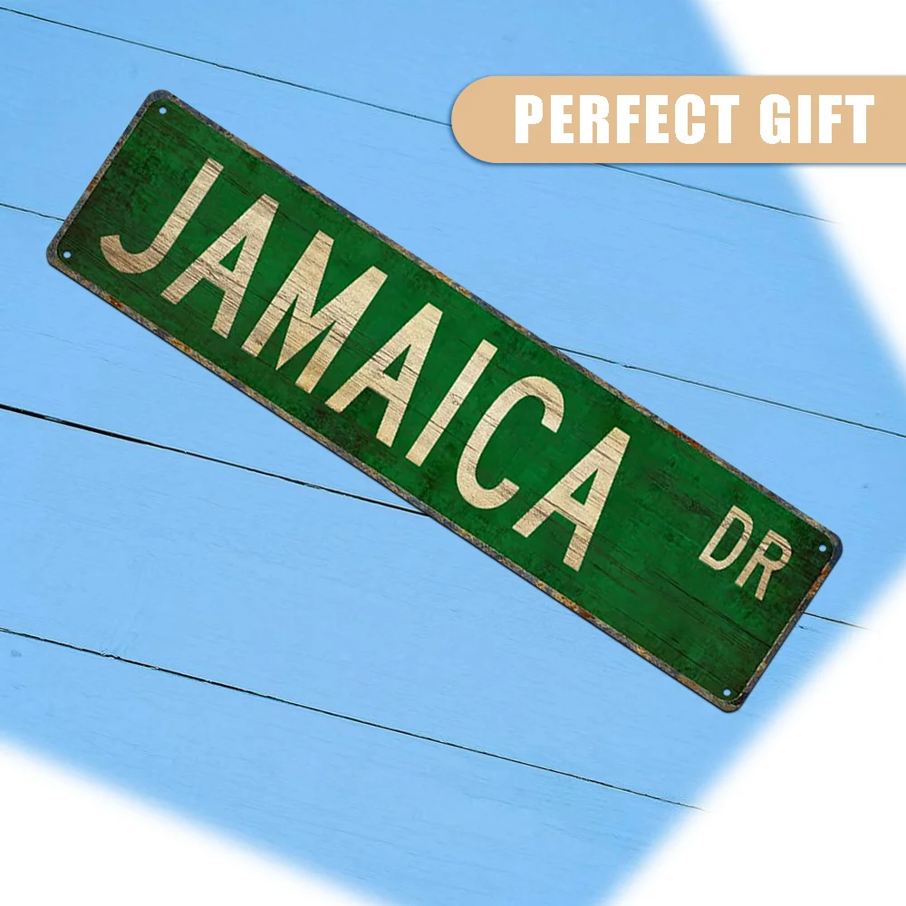 Waterproof Vintage Metal Jamaica Tin Sign 4*16in | Dustproof Wall Art for Home, Bar, Cafe, Garage | Indoor/ Outdoor Decor