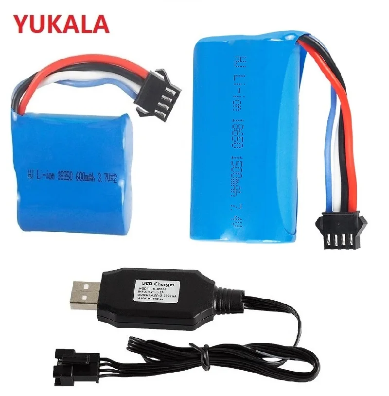 

7.4V 600mAh/1500mAh Li-ion battery 18350/18650 SM4P plug/USB charger for UDI001 UDI002 UDI902 961 962 2.4G R/C racing boat