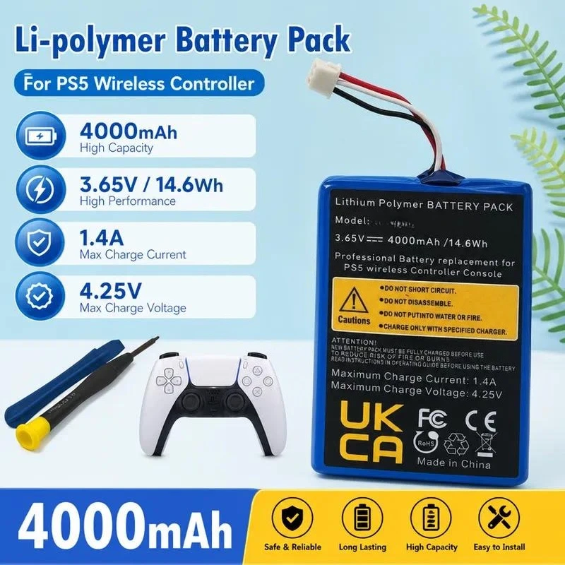 10pcs for Sony PS5 Controller LIP1708 Built-in 4000mAh Rechargeable Battery Replacement for 5 Gamepad Handle New