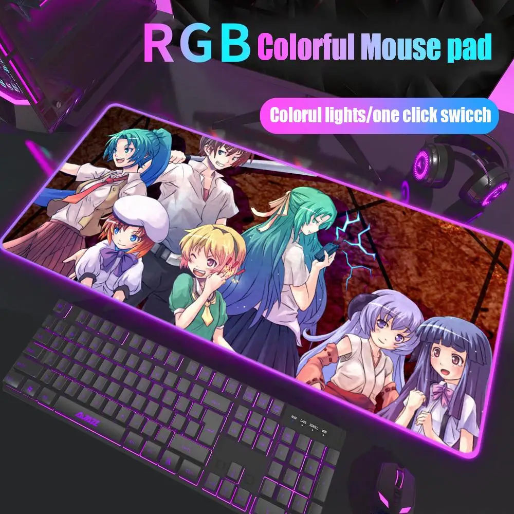 

Higurashi no Naku Koro ni Kira Mouse Pad Gamer Rgb Desk Mat Back Light Led Mousepad Setup Game Accessories Deskmat Big Mousepad