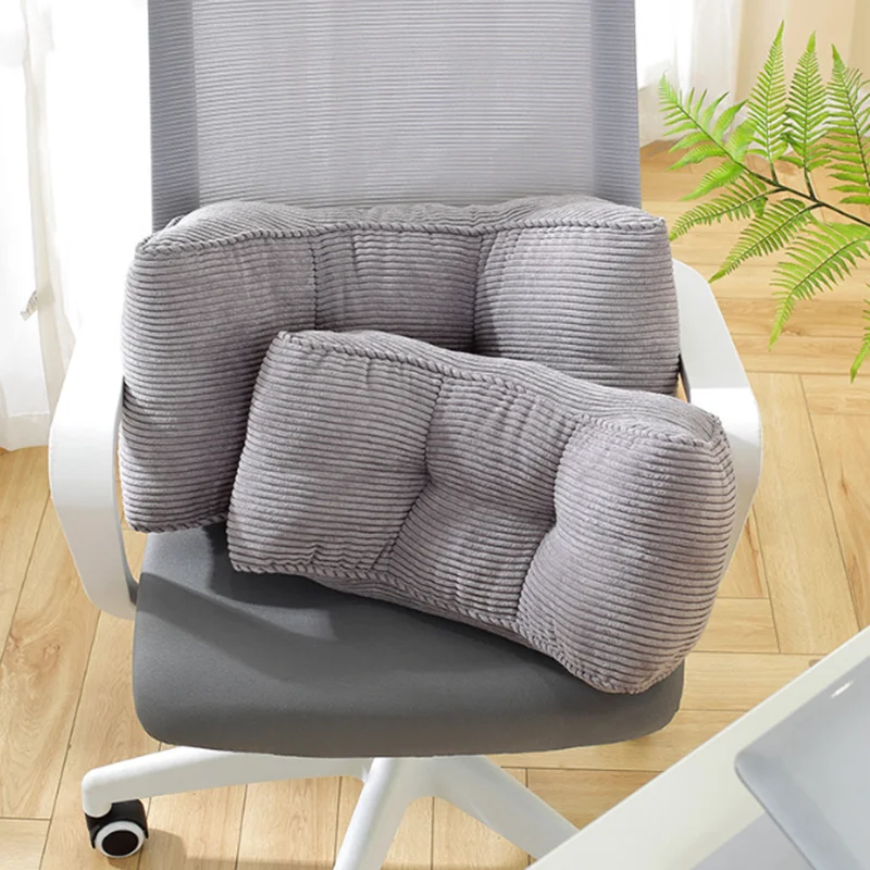 Solid Corduroy Waist Backrest Cushion Thickened Sedentary Artifact for Lumbar Support Comfortable and Warm Office Waist Seat Pad
