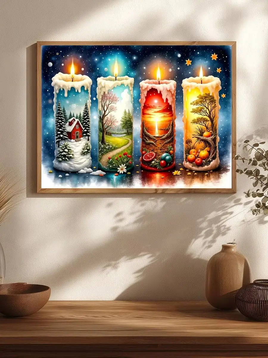 1 Stück 30x40cm/11,8x15,7 Zoll, 11Ct/14Ct Kreuzstich-Set, DIY Valentinstagsgeschenk, Stickerei-Set für Festivals, Vier Jahreszeiten, Weihnachten – Detail 1