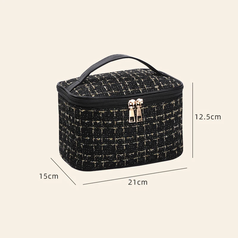 Borsa cosmetica di moda borsa portatile di grande capacità borsa per cosmetici intrecciati borsa per il trucco da viaggio per la casa