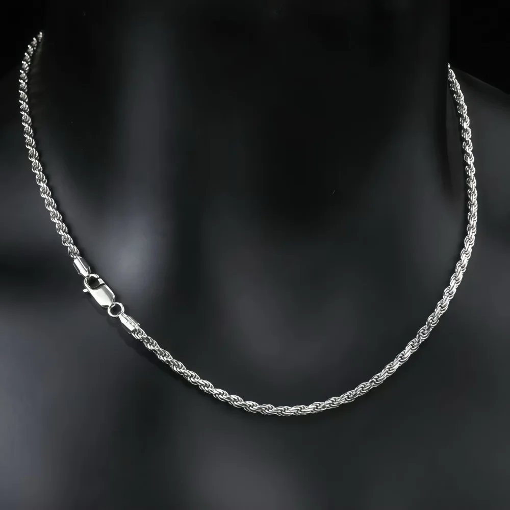 Hip Hop Men 925 Sterling Silver Twist Chain Necklace Spring Buckle Basic Necklace Simple Jewelry Fashion Women Accessories
