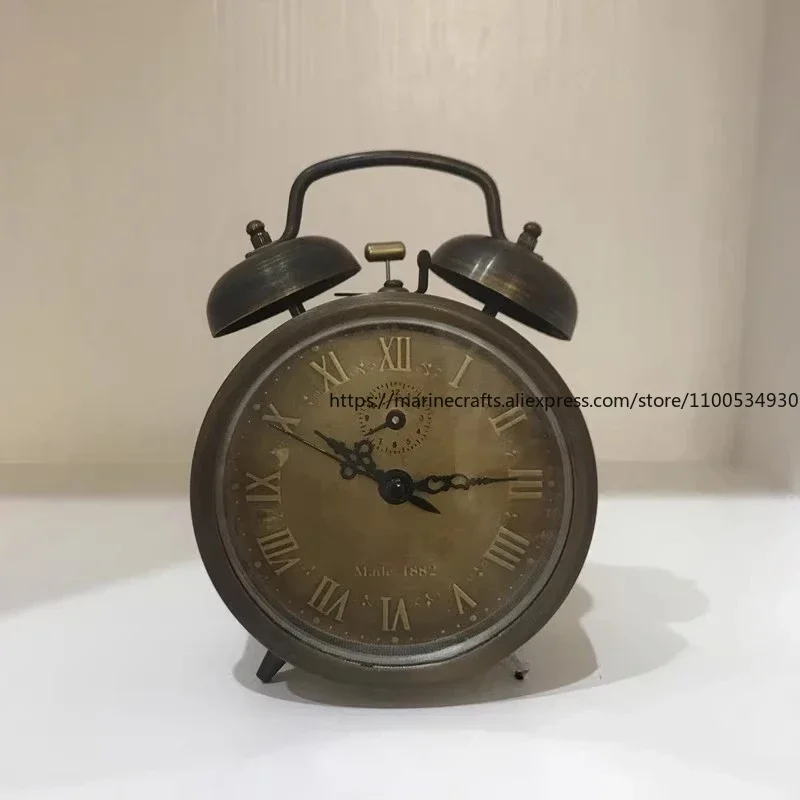 

Pure Copper Clockwork Machine Double Bell Brass Student Elderly Fengshui Tick Vintage Retro Decorative Alarm Clock