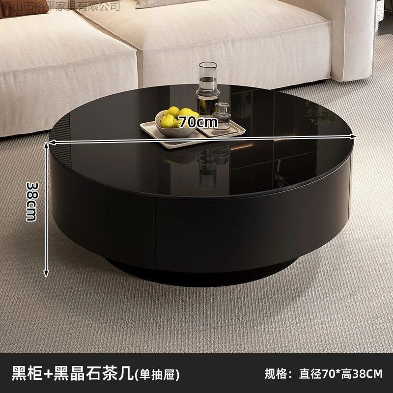 

Новый журнальный столик из черного стекла 2026 года, итальянский минималистичный дизайн, с каменной столешницей, для гостиной, домашний, легкий люкс, высококлассный, простой, круглый, комбинированный