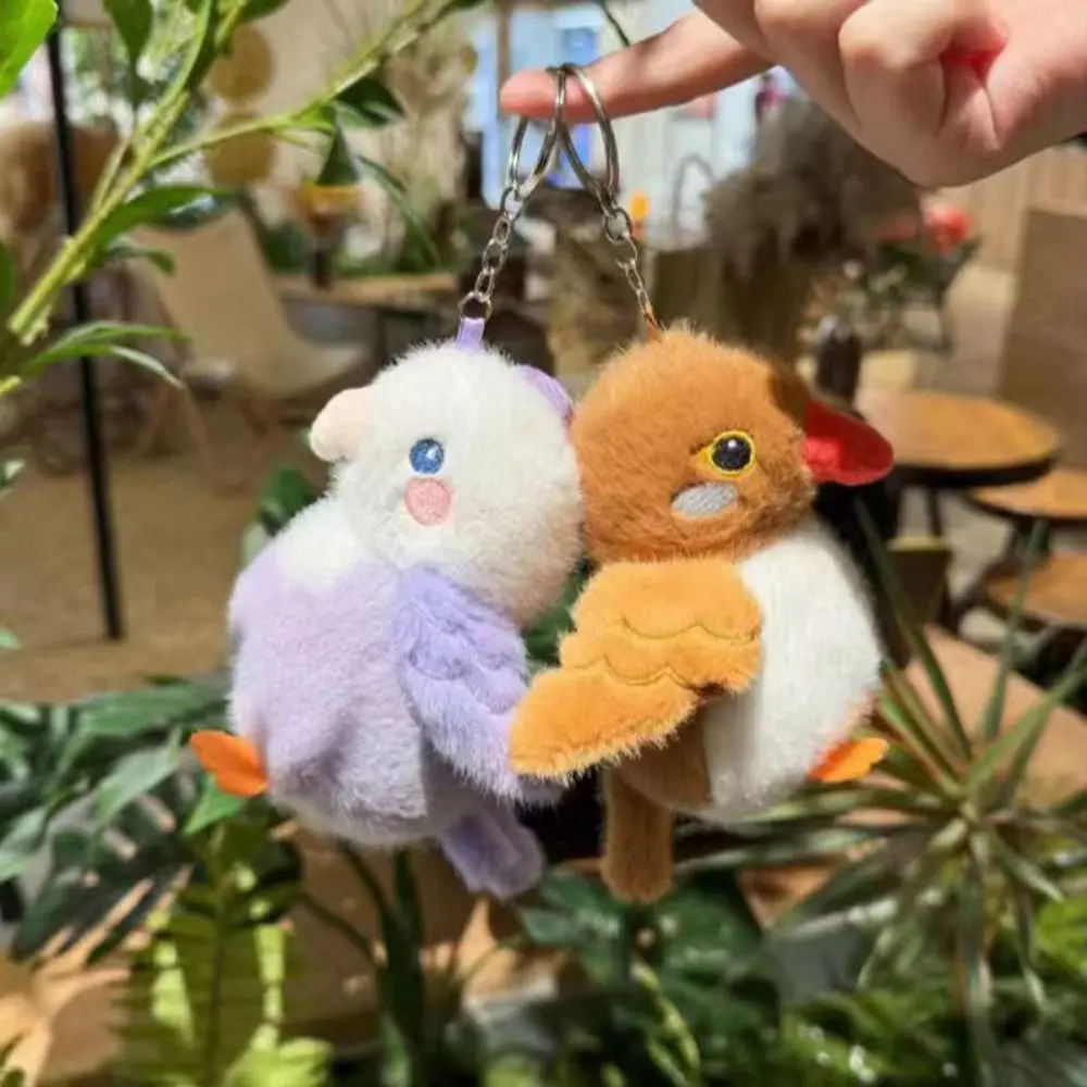 لطيف الحيوان الطيور أفخم المفاتيح محاكاة عصفور الببغاء أفخم دمية Kawaii واقعية فروي الطيور Keyrings هدية عيد ميلاد #1