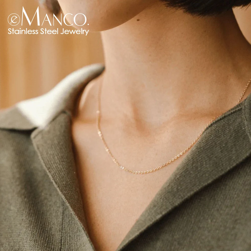 eManco Titanium Steel No Pendant Necklace Female Tide Chain Lanyard Simple Versatile Short Stainless Steel Accessories