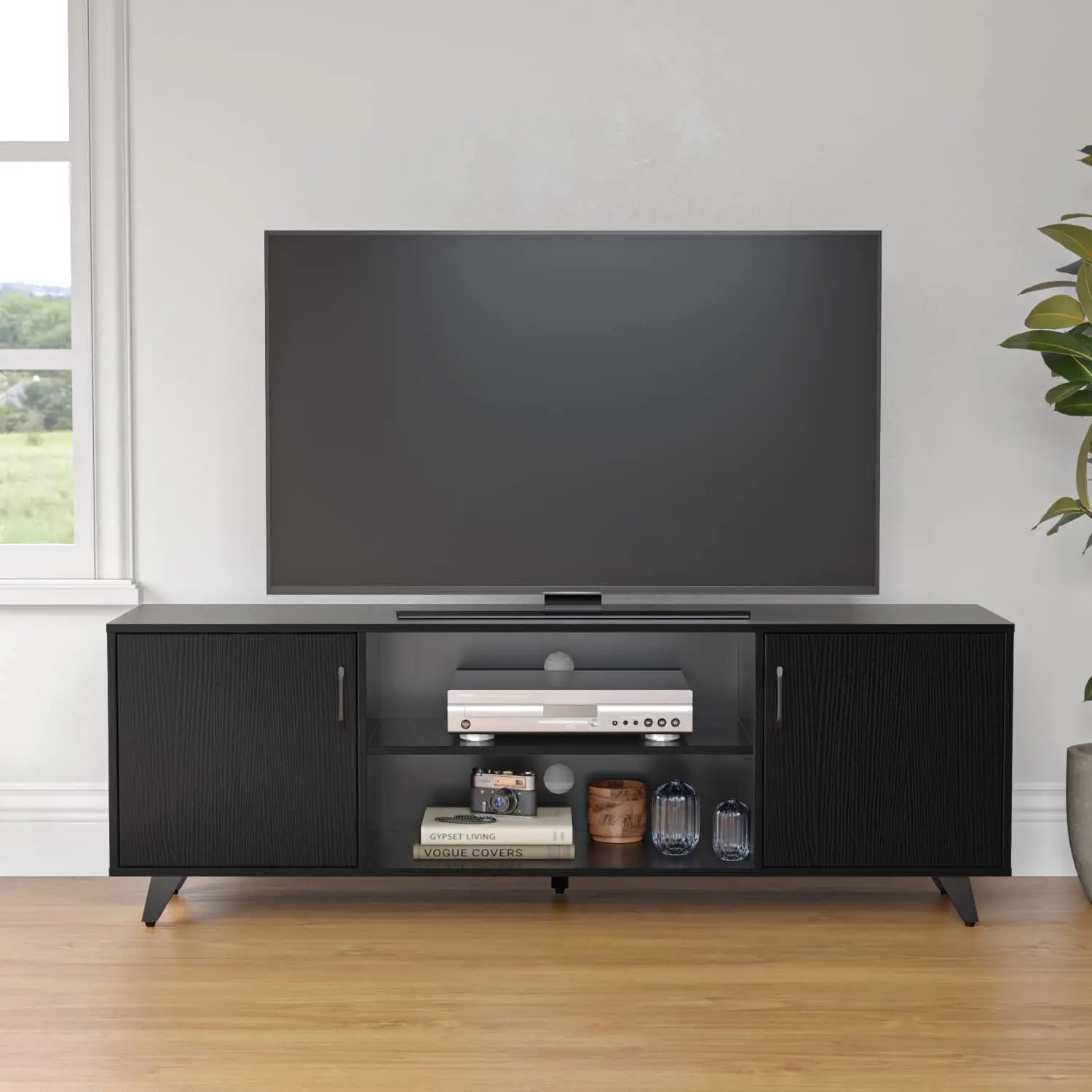 

NEW TV Stand Television Stands TV Console Unit with Shelf and 2 Doors Storage Cabinets for Living Room Bedroom for TVs up