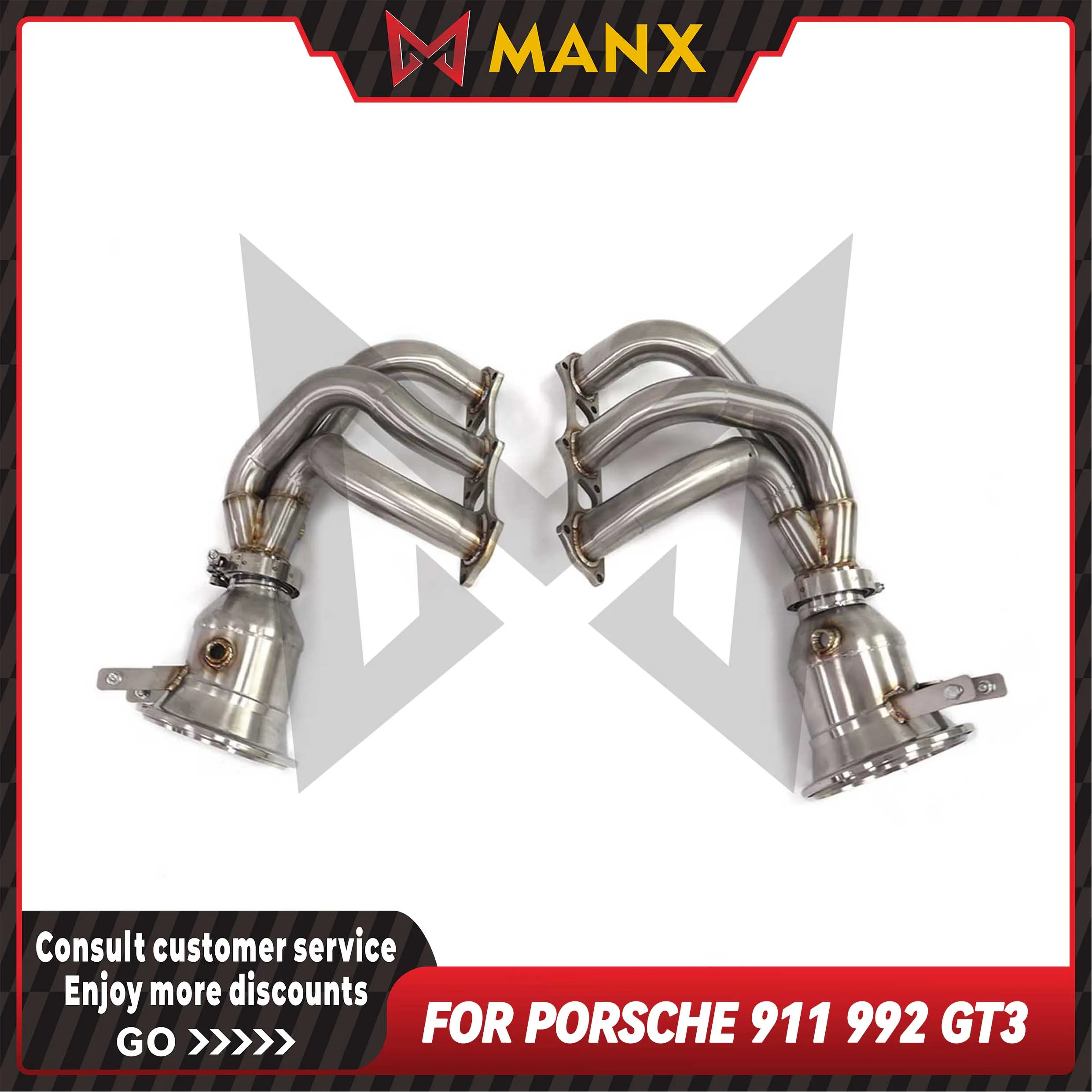 

MANX Manifold Suitable for Porsche 911 992 GT3 Stainless steel Performance Exhaust System Catalyzed Manifold Downpipe