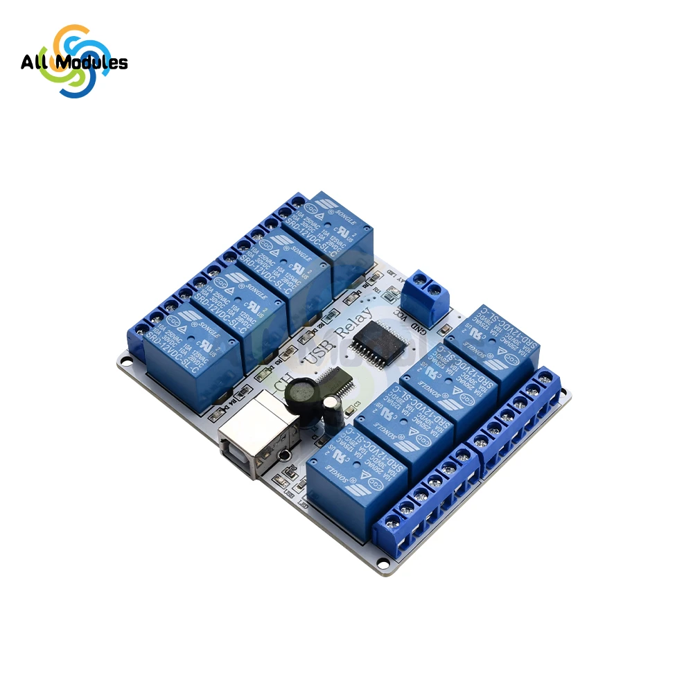 DC12V USB Relay Module 8 Channel Type-B USB Relay Board Module Controller for Automation Robotics