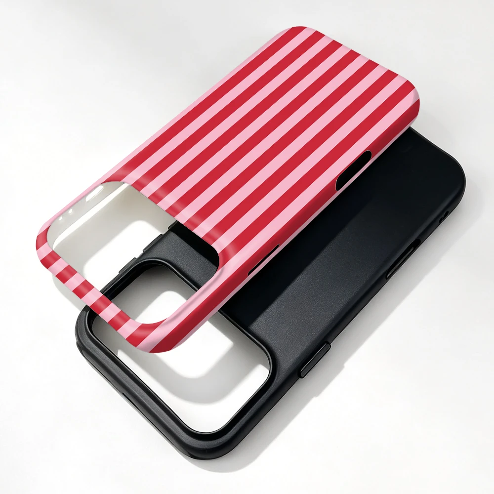 Red Stripe Magnetic Case For iPhone 17 16 15 14 13 12 11 Pro Max Air 16e 7 8 Plus XS Max X XR 2 IN 1 Film Phone Holder Case view 6