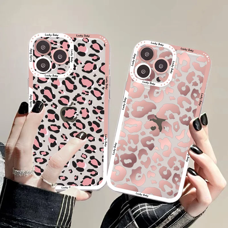 Spotted Leopard Phone Case For IPhone 11 12 13 14 Mini Pro Max XR X XS TPU Clear Case For 8 7 6 Plus SE 2020