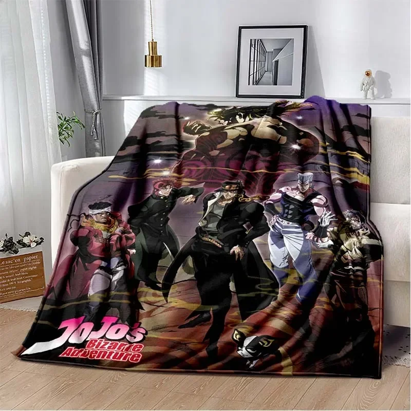 

Anime JoJo Bizarre Adventure Flannel Blankets Print Child Adult Throws Blanket Sofa Travel Teen Student Blanket