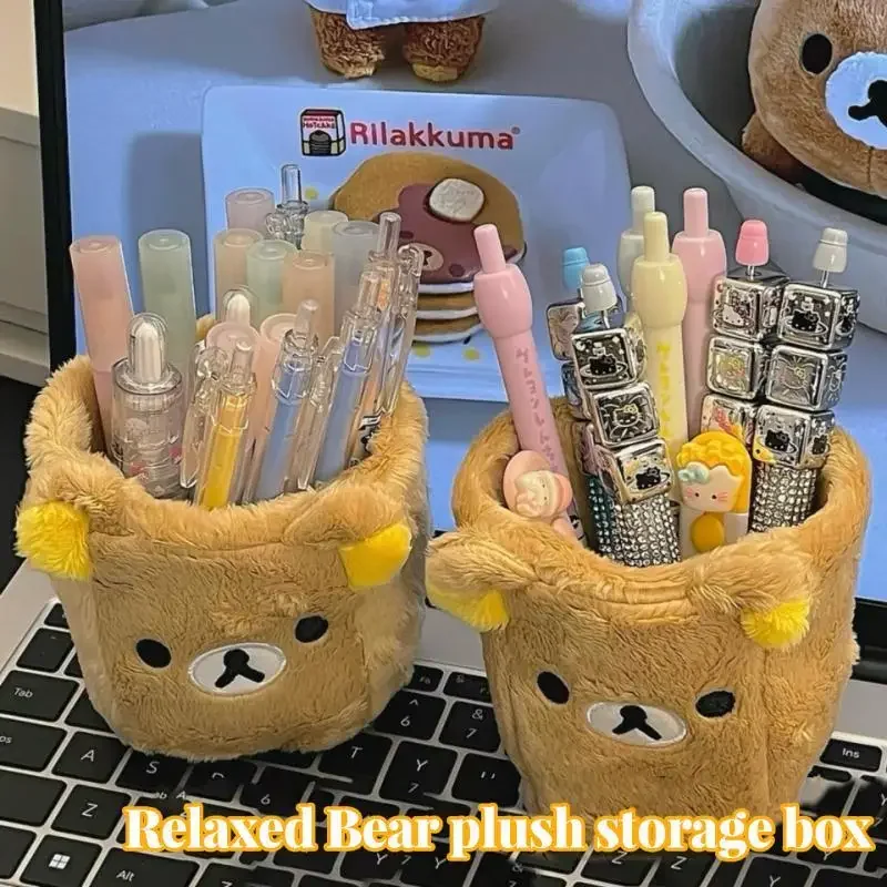 Nowy Śliczny Pojemnik na Długopisy Rilakkuma Kreskówka Anime Organizer na Biurko Dekoracje Prezenty dla Uczniów Artykuły Papiernicze