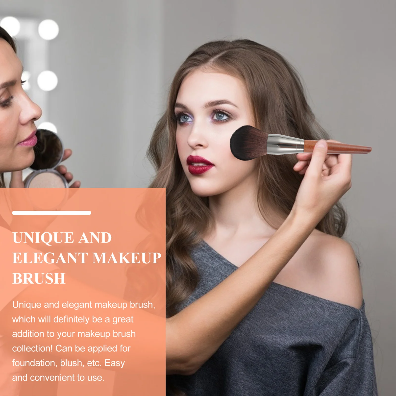 1 ud. Brocha para polvos faciales de alta densidad, pulido de polvos naturales, brocha profesional para base para colorete líquido, herramienta de maquillaje compacta