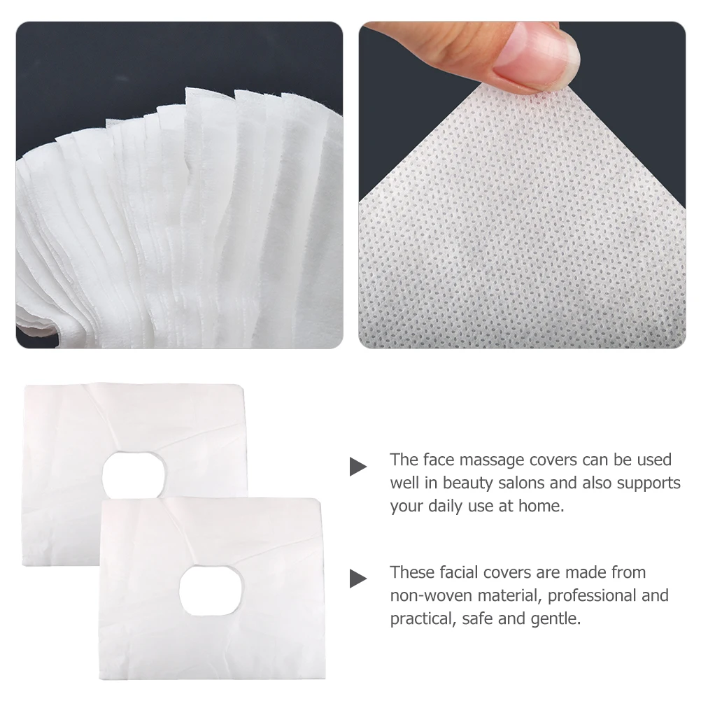 

200 Pcs Disposable Face Covers Hole Towel Pad Headrest Coverings for Tables Mattress Spa Beauty Salon Non Woven Soft Comfortable