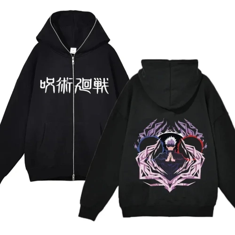 Anime Gojo Satoru Sweatshirts, Zipper Jackets, Thin Fleece Hoodie, Zip Up Y2k Hoodies, Jujutsu Kaisen