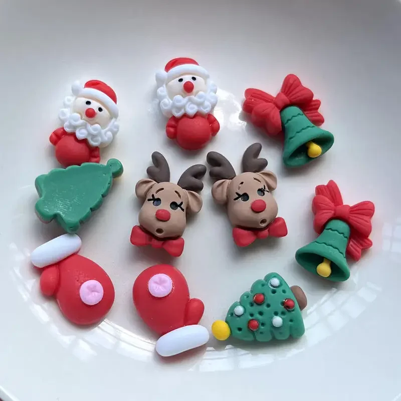 Mixed loading 20pcs resin Coloured drawing cute christmas series Flat back stone Scrapbook DIY Christmas ornaments craft