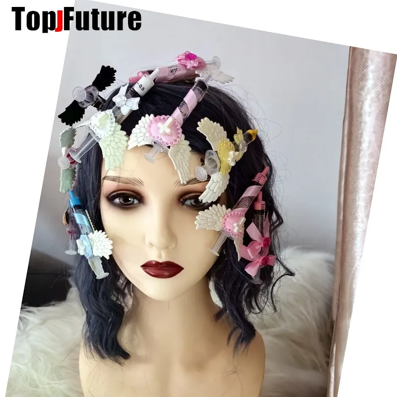 Women Y2K Girl Handmade Bat Wing Hair Clip Medical Nurse Syringe Hair Clip Hair Accessories Hair clips pins Hairpin Barrettes