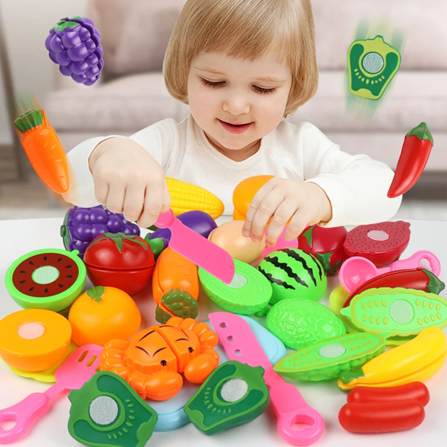 Children\'s House Simulation Cutting Fruit Toys Vegetable Pizza Cutting Music Plastic Toy Fruit Set