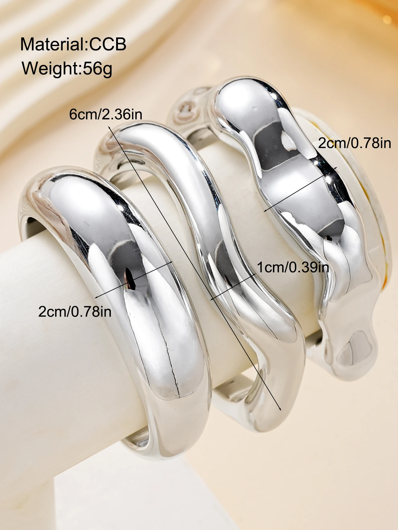 3 Stück Vintage Hip-Hop Metall-Armreifen für Frauen, Punk Gold Silber Farbe Geometrische Armreifen für Frauen, Armband, Herrenschmuck, Geschenke – Detail 7
