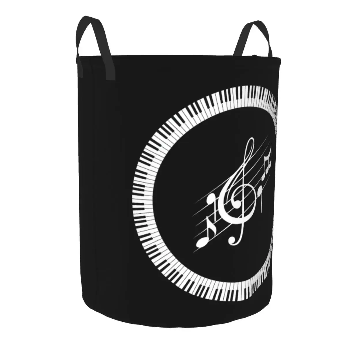 Custom Piano Keyboard Musical Notes Laundry Basket Collapsible Large Clothes Storage Bin Baby Hamper