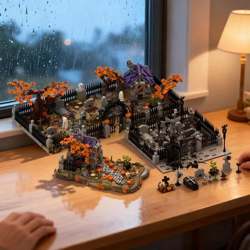 

3946pcs MOC Halloween Pack Modular Streetscape Model Building Blocks DIY Gift Creative Collectible Display Decor Premium Adult