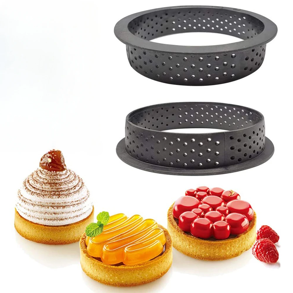 6pcs Tarte Ring Cutting Tart Mold Mousse DIY Kit Perforated Cake Round Circle  Dessert Bakeware Cutter Pastry Decorating Tools