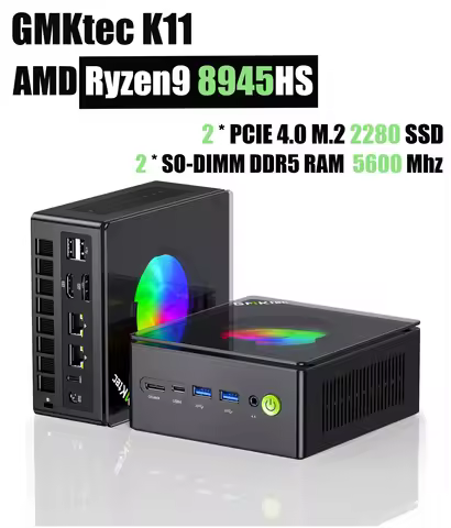 GMKtec K11 Mini PC AMD R9 8945HS DDR5 WiFi6 BT5.2 PCIe4.0 Win11 Pro M.2 2280 SSD OCulink USB 4.0 2.5G LAN Office Gamer Computer