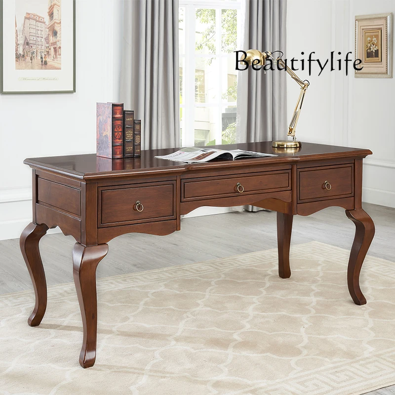 Simple American Style Solid Wood Desk Home Desk European Style Desk Study Villa