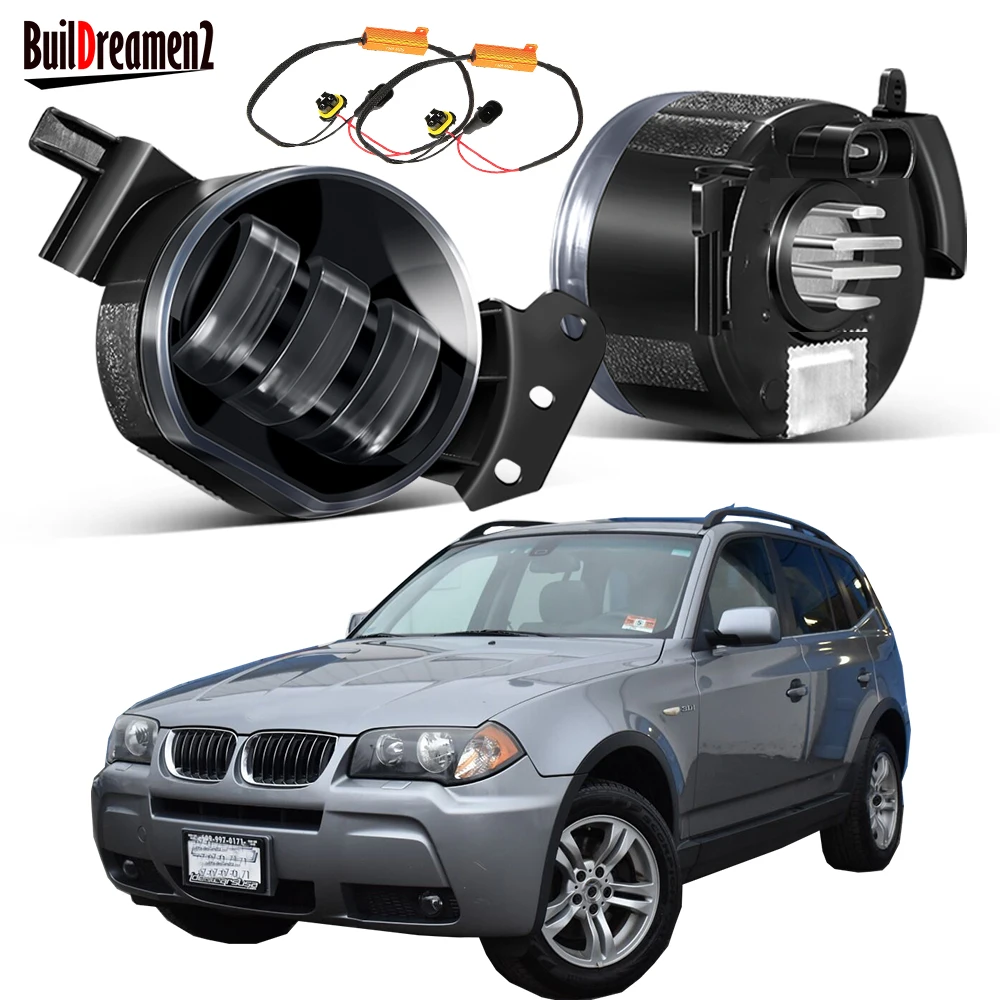 

2 X 30W LED Fog Light Assembly 9006 Car Front Bumper No Error Fog Daytime Running Lamp DRL 6000LM 12V For BMW X3 2004 2005 2006