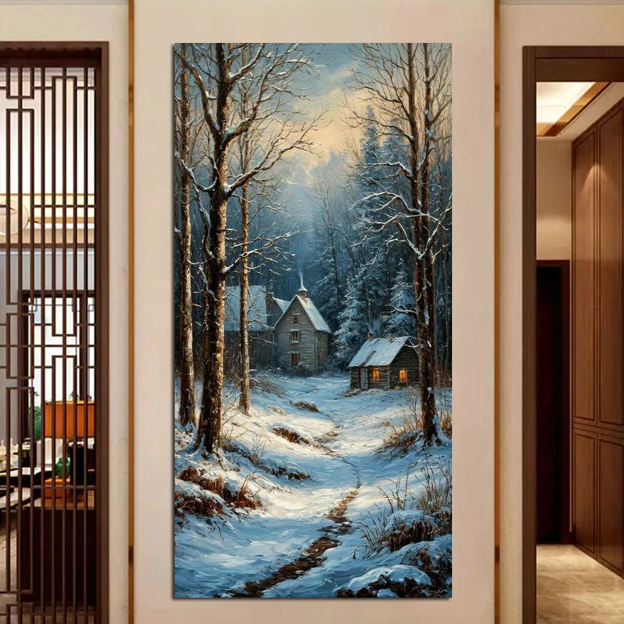 

Fullcang Winter Forest House Large Size Diy Diamond Painting Kits Scenery Full Square Round Drill Mosaic Embroidery Picture