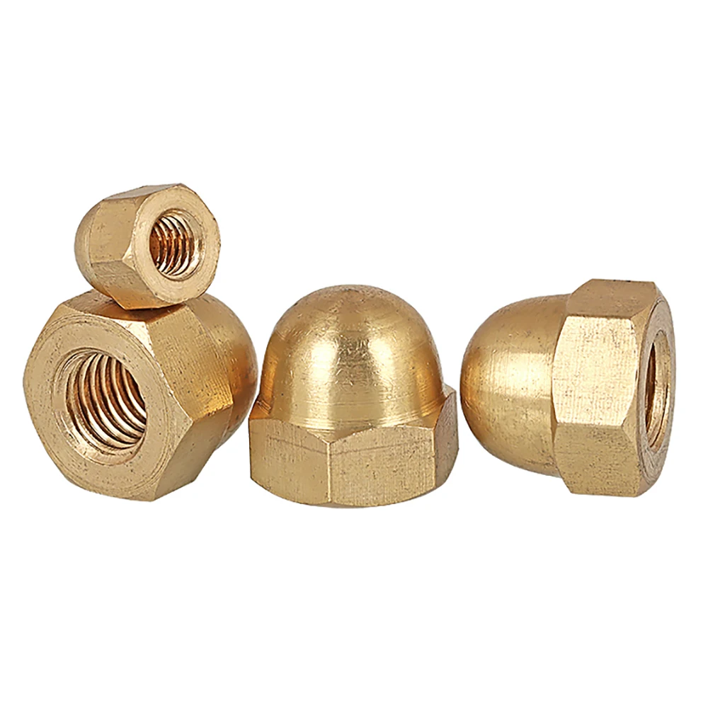 Weiyi Messing-Eichelmuttern DIN1587 M3 M4 M5 M6 M8 M10 M12 M14 M16 M18 M20 Messing-Kappen-Sechskantmuttern Dekorative Kuppelabdeckung Halbkreismuttern – Detail 4