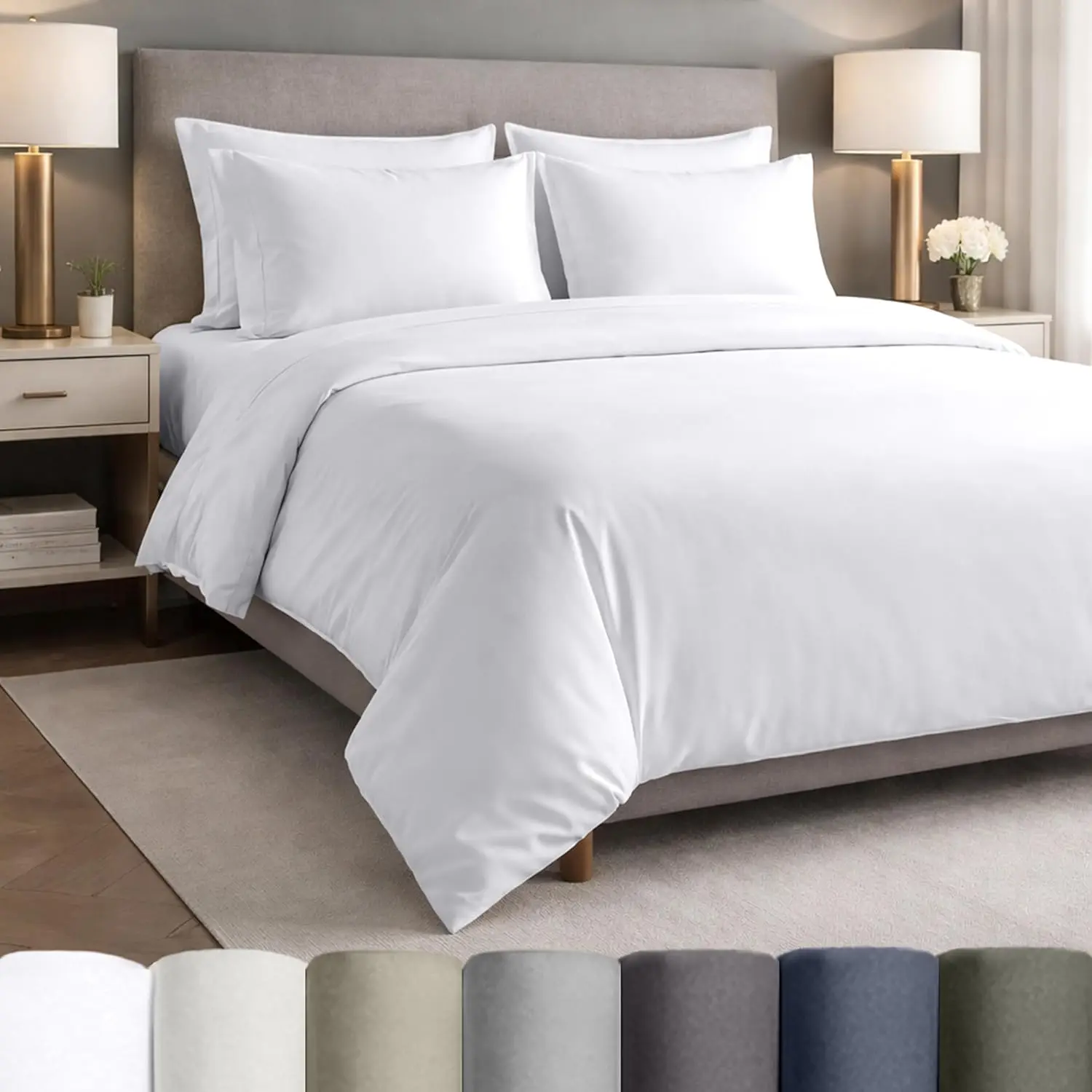 

Queen Size Bed Set - Lightweight & Crisp Percale Sheets, Deep Pocket, Durable Luxury Bedding