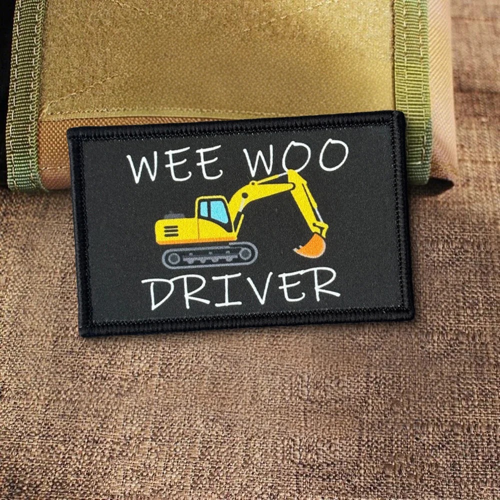 Parche táctico Wee Woo moral conductor excavadora con velcro - imagen 3