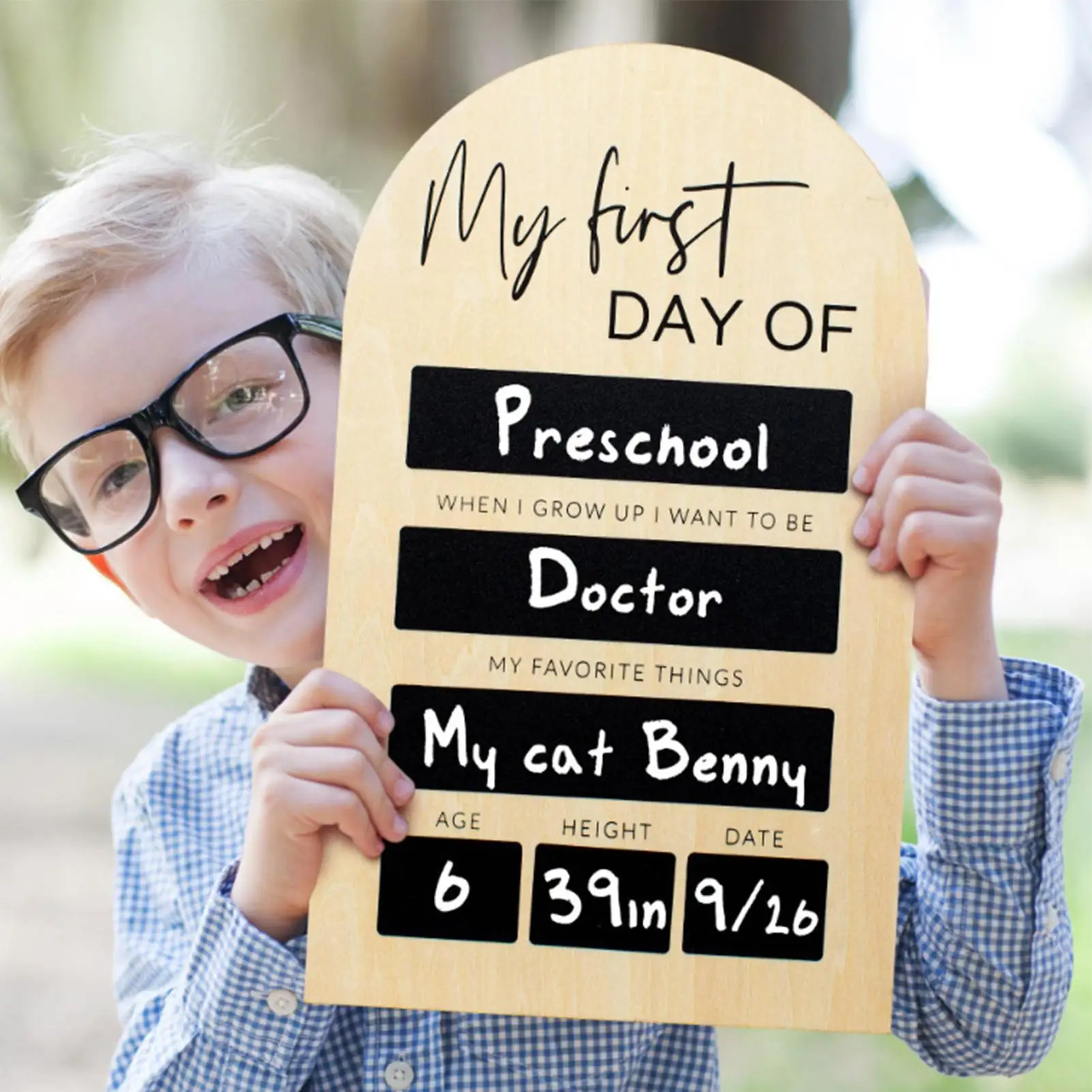 First And Last Day Of School Portable 7x11inch Chalkboard Lasting Memories Chalkboard Style Photo Prop Board for Kindergarten