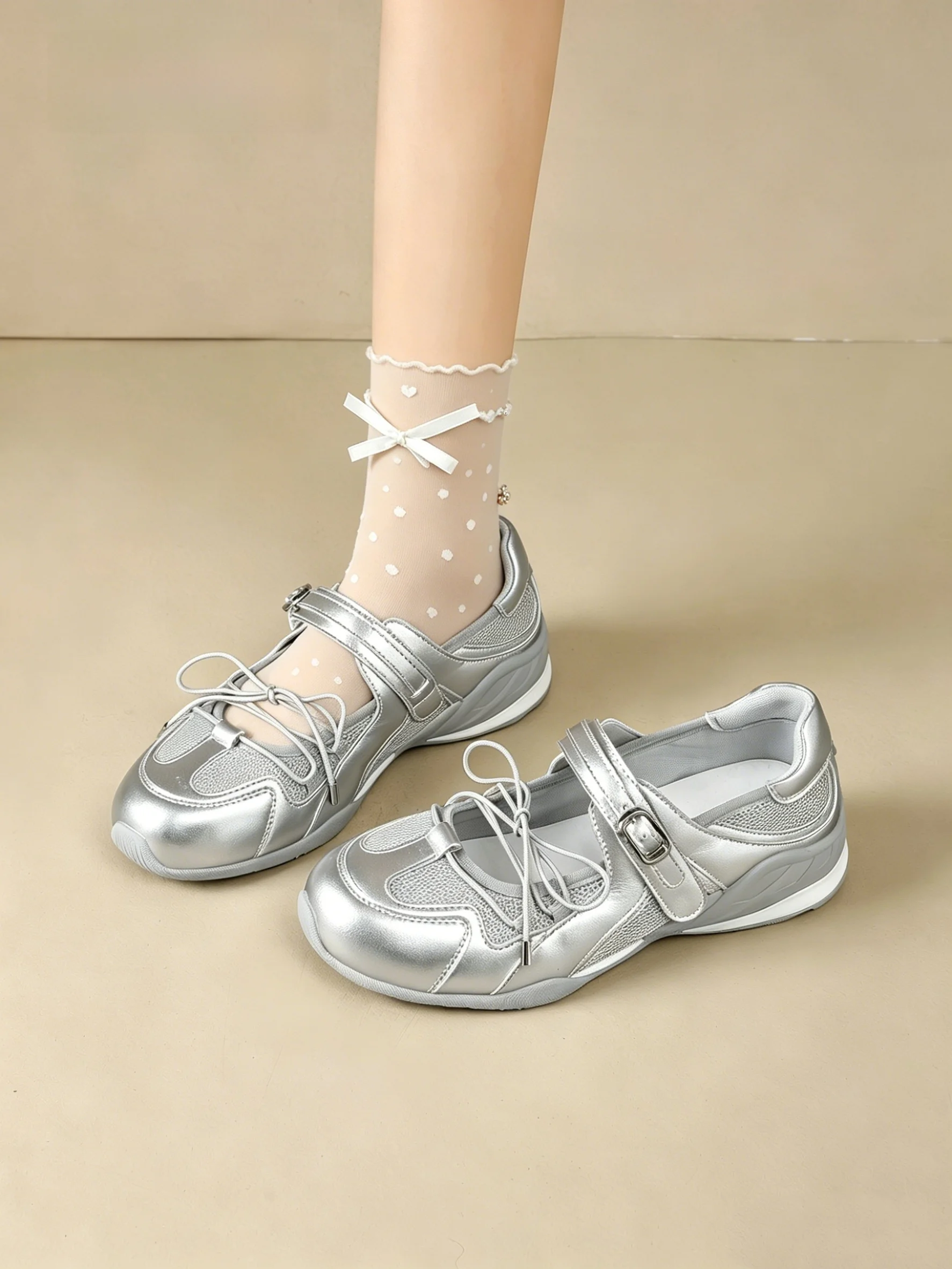 

Agsdon Fashionable Ballet Flat Shoes Mary Janes Women's Casual Summer Single Shoes Dequan Sandals round Toe Low Heel Rubber Sole