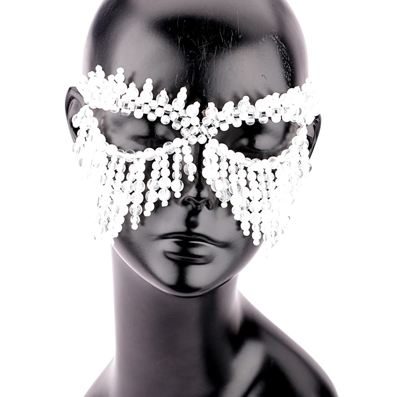 Strass gland voile masques visage complet femmes chaînes masque facial mascarade danse fête Performance Sexy accessoires pour le visage bijoux