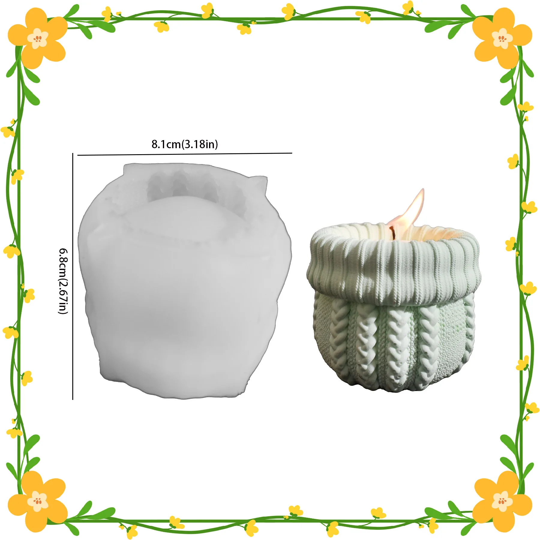 DIY Reusable Silicone Mold Knit Hat Plaster Candle Holder Create Candle Cup for Epoxy Resin Concrete Storage Containers