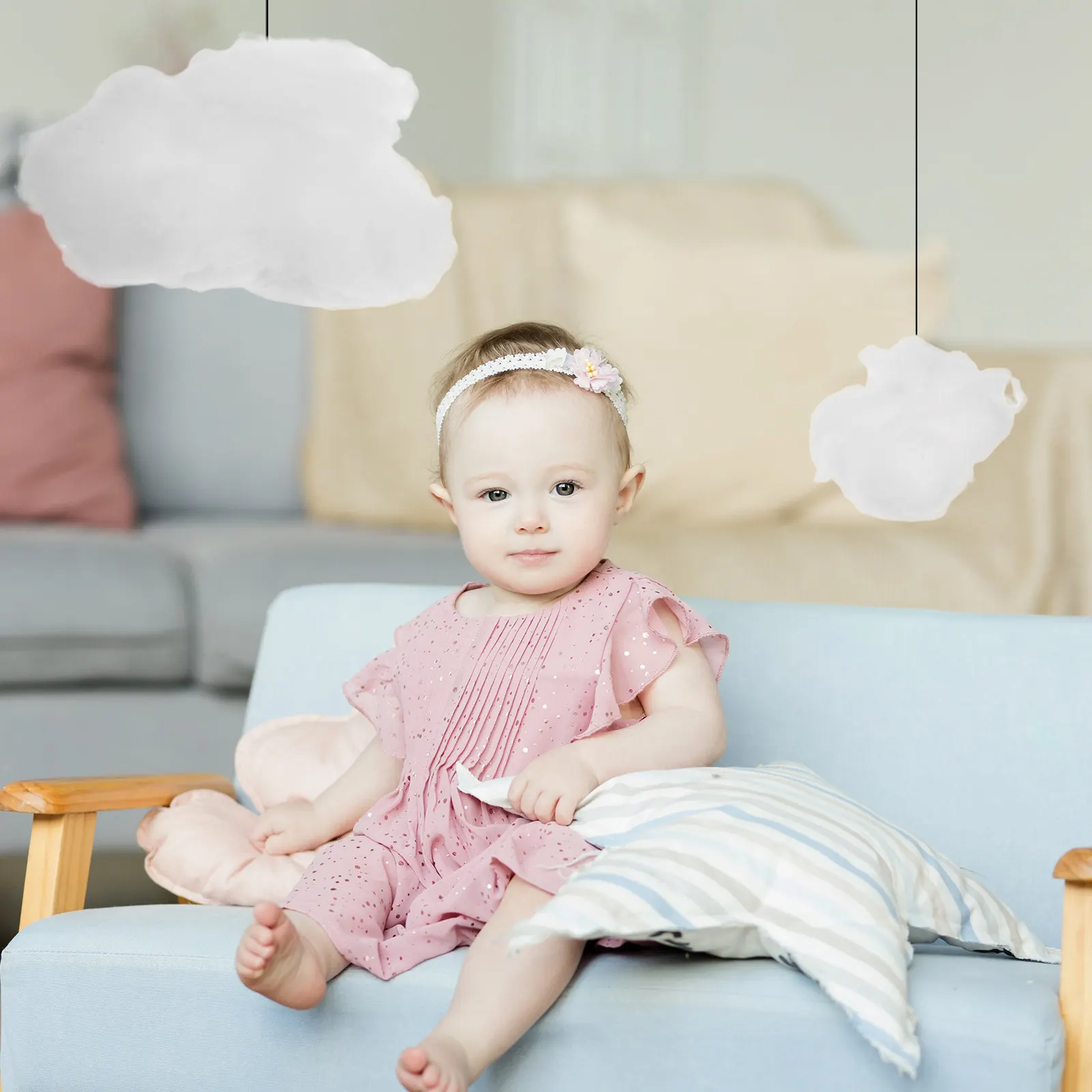 6 Stück Künstliche Wolken-Requisiten Realistische Gefälschte Deckenwolken Hängende Dekorationen für Party Schlafzimmer Hochzeit Bühne